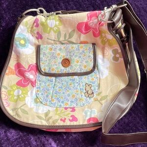 Walt Disney World Canvas Flower Design Shoulder/ Crossbody Bag EUC